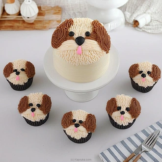 Puppy Pals Ribbon Bento Cake With 5 Ribbon Cupcakes  Online for none