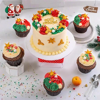 Holly Jolly Bento Cake And Cupcake Set  Online for none