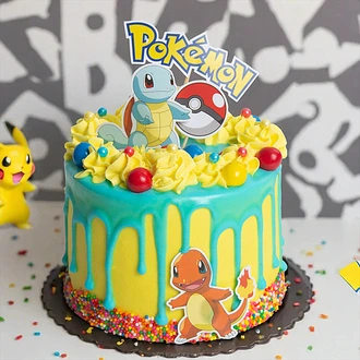 Pokemon Power Up Kid`s Happy Birthday Ribbon Cake For Girl,boy  Online for none