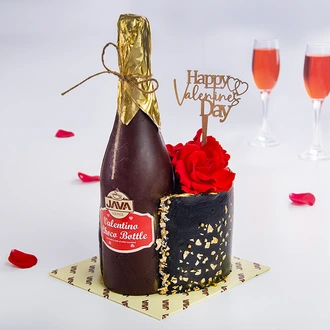 Java Edible Chocolate Valentine Wine Bottle Cake  Online for none