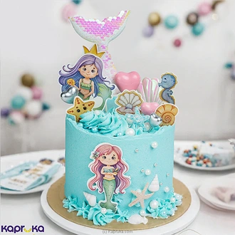 Mermaid Dreams Ocean Kid`s Birthday Ribbon Cake  Online for none