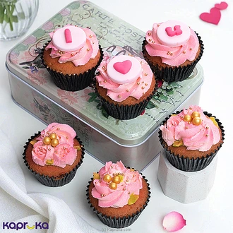 Love You Pink Vanilla Cupcakes Box Of 6  Online for none