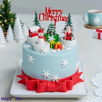 Christmas Winter Wonderland Village Ribbon Cake  Online for none