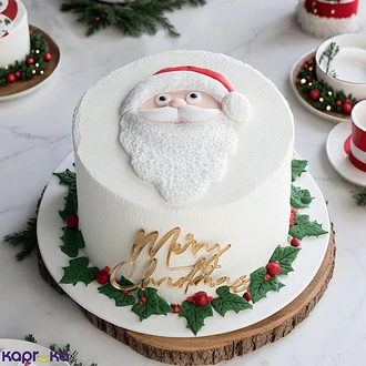 Santa`s Snow White Christmas Ribbon Cake  Online for none