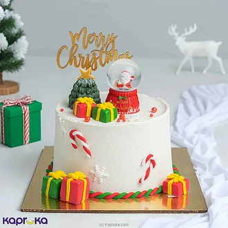 Santa`s Snow Globe Christmas Ribbon Cake  Online for none