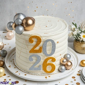 Golden Silver 2026 New Year Ribbon Cake  Online for none