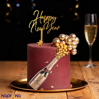 Golden Champagne Burst New Year Ribbon Cake  Online for none