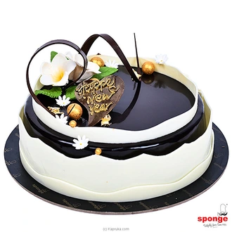 Sponge New Year Themed Dark And White Mousse Cake  Online for none