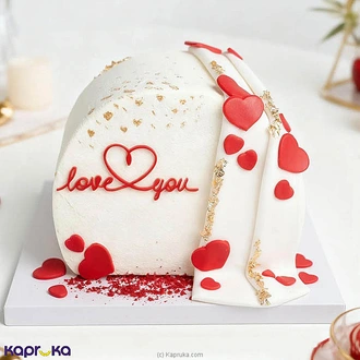 Love You Valentine Ribbon Cake Buy valentine Online for specialGifts