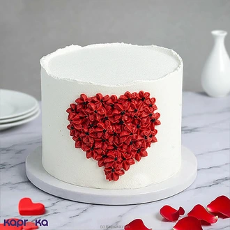 Valentine Pure Love Ribbon Vanilla Cake Buy valentine Online for specialGifts