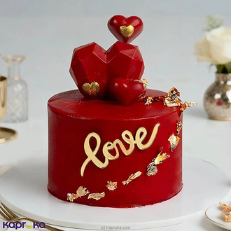 Crimson Love Gold Valentine Chocolate Cake Buy valentine Online for specialGifts