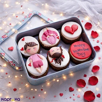 Valentine Love Moments Chocolate Base 6 Cupcakes Set Buy Cake Delivery Online for specialGifts