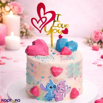 Stitch Love Valentine Ribbon Cake Buy valentine Online for specialGifts