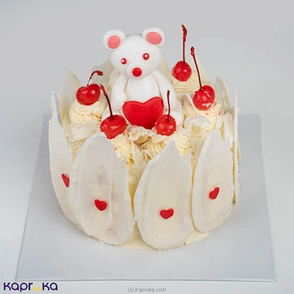 Divine Valentine White Forest Gateau With Teddy Bear Cake  Online for none
