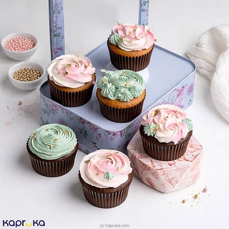 Pink Floral Chocolate Cupcake Collection 6 Pieces Buy Cake Delivery Online for specialGifts