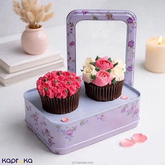 Floral Pink Chocolate Cupcake Duo 2 Pieces Buy Cake Delivery Online for specialGifts