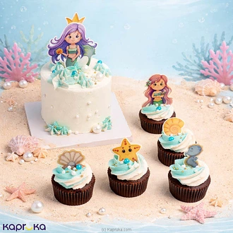 Mermaid Vanilla Ribbon Bento Cake And Chocolate Cupcake Set 5 Pi  Online for none