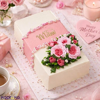 Mum`s Rosy Elegance Mothers Day Ribbon Cake  Online for none