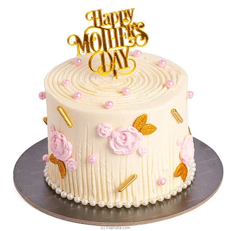 Sponge Mother`s Day Pearl Themed Ribbon Cake Buy Cake Delivery Online for specialGifts