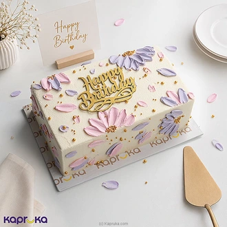 Blooming Wishes Happy Birthday Ribbon Loaf Cake Buy Cake Delivery Online for specialGifts