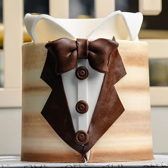 Cinnamon Grand Gentleman Father`s Day Ribbon Cake Buy Cake Delivery Online for specialGifts