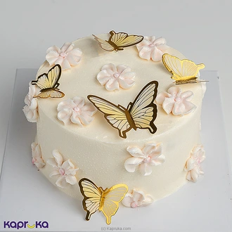 Divine Ribbon Cake Gold Butterfly Deco Cake  Online for none
