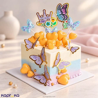 Butterfly Garden Happy Birthday Ribbon Cake  Online for none