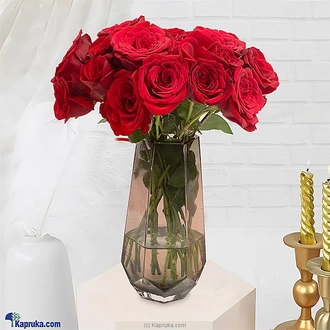 Romance In Bloom Vase With 20 Red Roses  Online for none