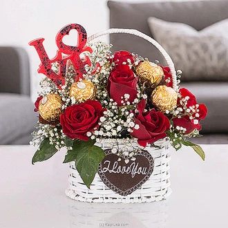 Sweet Love Affair 10 Red Rose Flower Arrangement With Ferrero Ch  Online for none