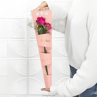 Rosalie`s Blush Portable Kraft Paper Box With 2 Pink Roses  Online for none