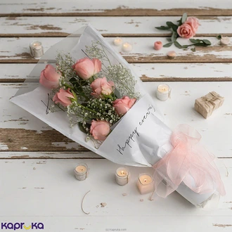 Whispers Of Love Six Pink Rose Bouquet  Online for none