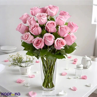 Vintage Pink Glass Jar Arrangement With 20 Pink Roses  Online for none