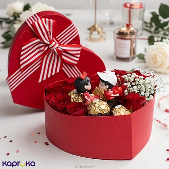 Velvet Rose Gift With 14 Red Roses And 4 Ferrero Rochers  Online for none