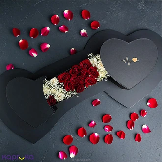 Two Hearts, One Soul Gift With 13 Red Roses And 6 White Roses Buy valentine Online for specialGifts