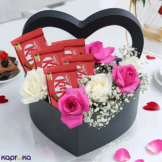 A Token Of Affection Gift Box With 6 Roses And 5 Kit Kat Chocola  Online for none