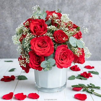 Crimson Rose Statement Arrangement With 25 Red Roses Buy Flower Delivery Online for specialGifts