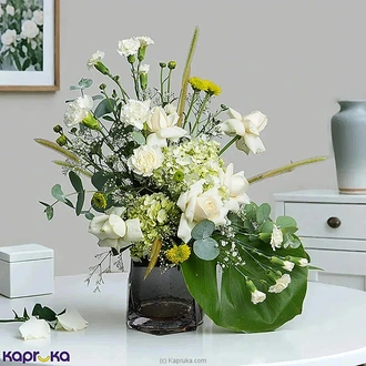 Whispers Of White Vase Arrangement With White Roses Buy Flower Delivery Online for specialGifts