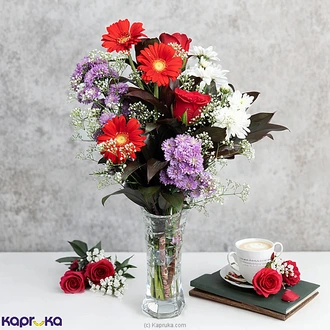 Vibrance In Glass Arrangement With Red Roses  Online for none