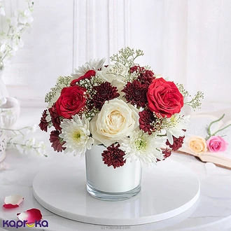Two Souls, One Flame Vase With Three Red And Three White Roses Buy Flower Delivery Online for specialGifts