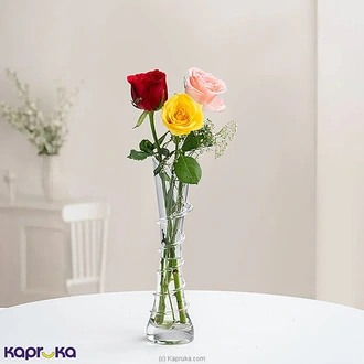 Threefold Promise Romantic Vase With Roses  Online for none
