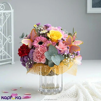 Colour Symphony Vase Arrangement With Roses  Online for none