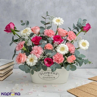 Roseline`s Charm Vase Arrangement With Ten Roses  Online for none