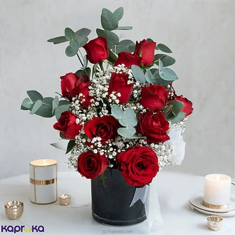 Crimson Amour Vase With 14 Red Roses Buy Flower Delivery Online for specialGifts