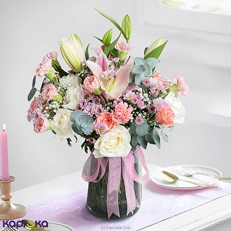 Pink Romance Vase With White And Pink Roses  Online for none