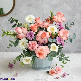 Peach Blush Vase With Peach Roses  Online for none