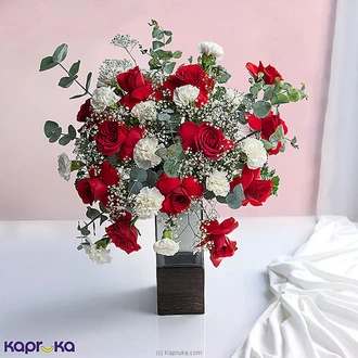 Ruby Lace Vase With 12 Red Roses  Online for none