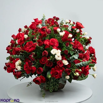 Royal Bloom Romantic Grand Exotic Vase Arrangement With Red And White Spray Roses Buy Flower Delivery Online for specialGifts