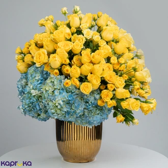 Royal Bloom Sunshine Paradise Exotic Vase Arrangement With Yellow Roses Buy Flower Delivery Online for specialGifts