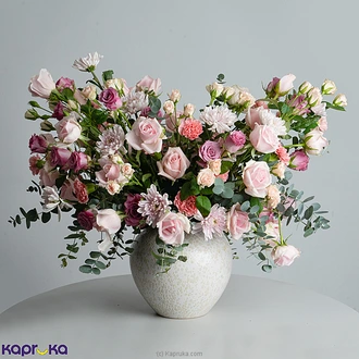 Royal Bloom Artisan Garden Exotic Vase Arrangement With Lilac, Peach And Pink Spray Roses Buy Flower Delivery Online for specialGifts