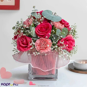 Modern Rose Carnation Celebration Vase With 10 Pink Roses  Online for none
